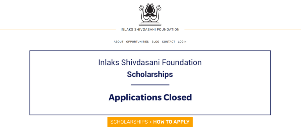 Inlaks Shivdasani Scholarship Apply Online